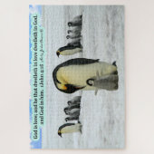 Schöne Penguin-Schrift 1 John 4:16 Puzzle (Vertikal)
