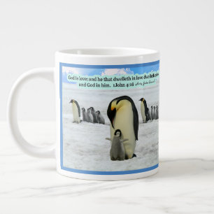 Schöne Penguin-Schrift 1 John 4:16 Riesenmantel Jumbo-Tasse
