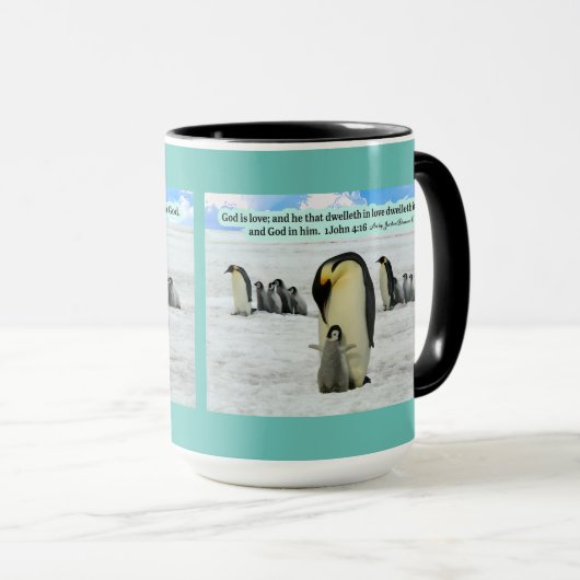Schöne Penguin-Schrift 1 John 4:16 Tasse (VorderseiteRechts)