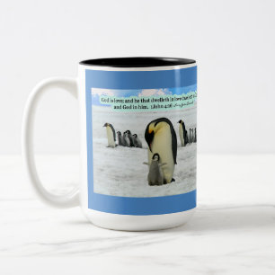 Schöne Penguin-Schrift 1 John 4:16 Zweifarbige Tasse