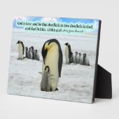Schöne Penguin Scripture Plaque 1 John 4:16 Fotoplatte (Seite)