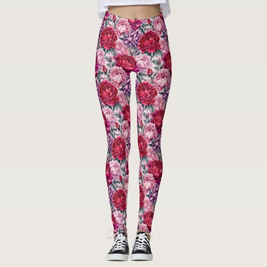 Schöne Peonies Leggings (Vorderseite)