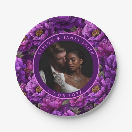 Schöne Peonies Teller für Hochzeitsfeier (Vorderseite)