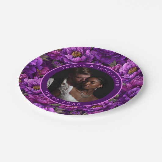 Schöne Peonies Teller für Hochzeitsfeier (Schrägansicht)