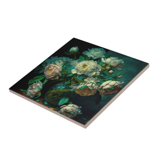 Schöne Peony-Blume Fliese (Seite)