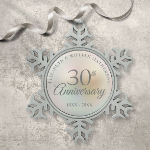 Schöne Perle 30. Jubiläum Schneeflocken Zinn-Ornament