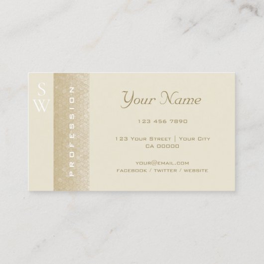 Schöne Perle und Weiß mit Monogramm-Qualität Visitenkarte (Rückseite)