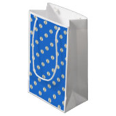 Schöne Perlen auf blau Kleine Geschenktüte (Vorderseite Schrägansicht)