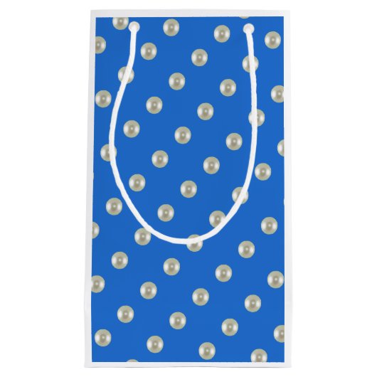 Schöne Perlen auf blau Kleine Geschenktüte (Vorderseite)