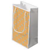 Schöne Perlen auf Ocher Kleine Geschenktüte (Rückseite Schrägansicht)