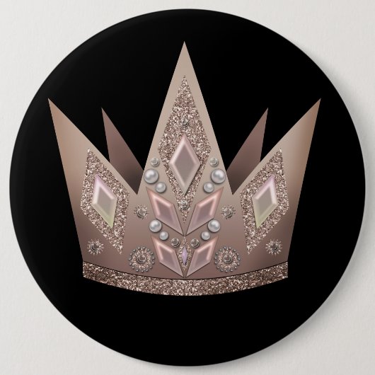 Schöne Perlenperlen Glitzer Krone goldene Bronze Button (Vorderseite)