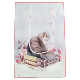Schöne persische Katze mit Büchern Mittlere Geschenktüte