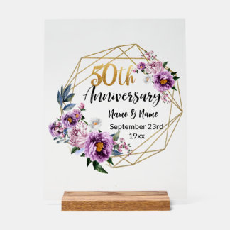 Schöne personalisierte 50. Hochzeitstag Acrylschild