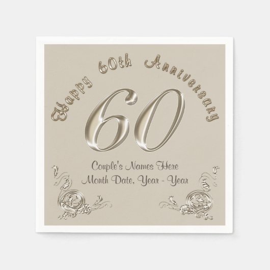 Schöne Personalisierte 60 Jahre Jubiläum Napkins Serviette (Vorderseite)