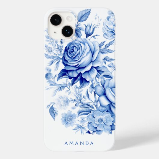 Schöne Personalisierte blaue Rose Case-Mate iPhone Hülle (Rückseite)