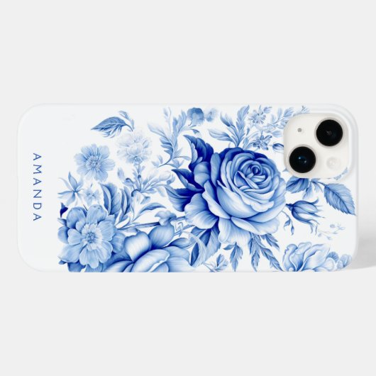 Schöne Personalisierte blaue Rose Case-Mate iPhone Hülle (Rückseite (Horizontal))