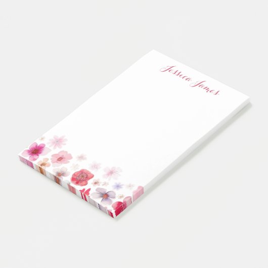 Schöne Personalisierte Blüte 4" x 6" Post-it Klebezettel (angewinkelt)