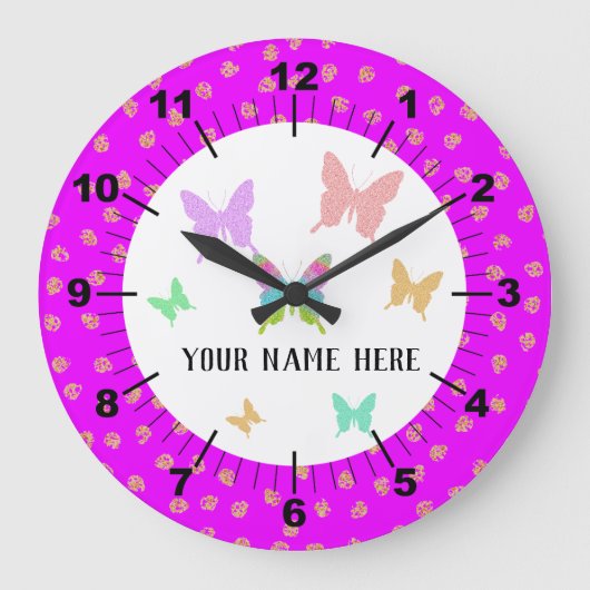 Schöne Personalisierte Butterfly Große Wanduhr (Vorderseite)