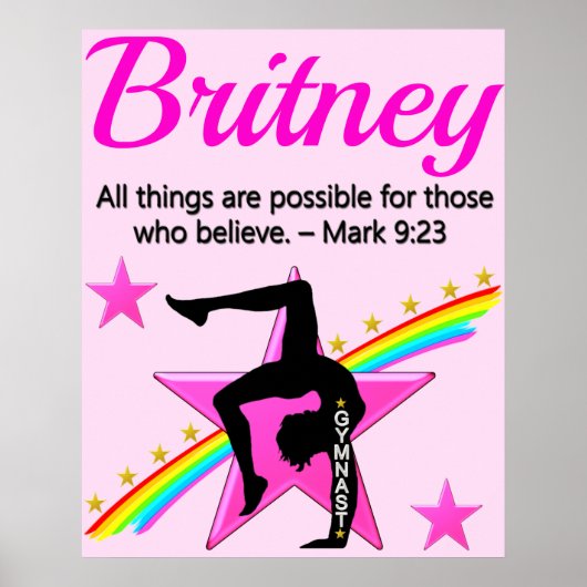 SCHÖNE PERSONALISIERTE CHRISTLICHE GYMNAST POSTER (Vorne)