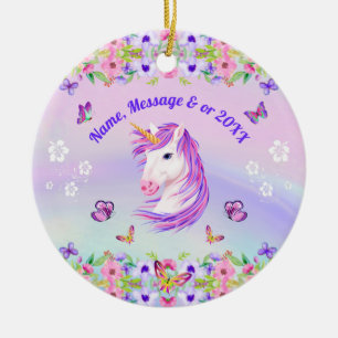 Schöne, Personalisierte Einhorn-Ornamente Keramik Ornament