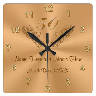 Goldene Hochzeit Wanduhren Zazzle De