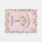 Schöne Personalisierte GODAUGHTER Pink Floral Fleecedecke (Vorderseite (Horizontal))