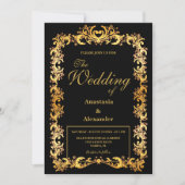 Schöne Personalisierte Goldrahmen-Hochzeit Einladung (Vorderseite)
