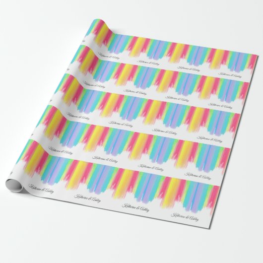 Schöne Personalisierte Hochzeit mit Rainbow Geschenkpapier (Ungerollt)
