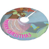 Schöne Personalisierte Meerjungfrau Polyester Weihnachtsbaumdecke (Schrägansicht)