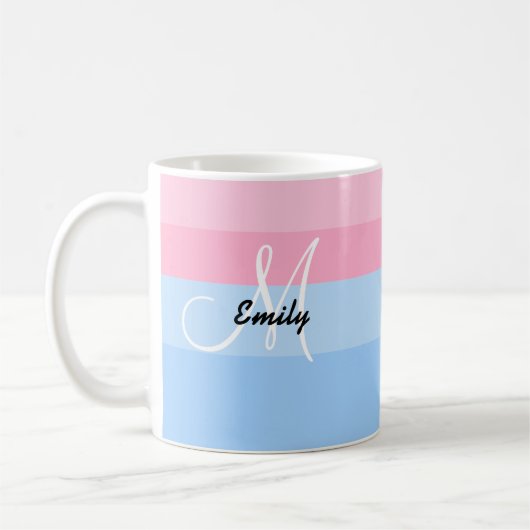 Schöne Personalisierte Pastel Pink & Blue Tasse (Links)