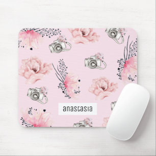 Schöne Personalisierte Pastelle mit Blumen Pink Mousepad