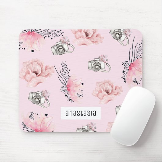 Schöne Personalisierte Pastelle mit Blumen Pink Mousepad (Mit Mouse)