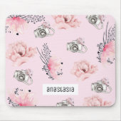 Schöne Personalisierte Pastelle mit Blumen Pink Mousepad (Vorne)