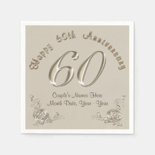 Schöne personalisierte Servietten zum 60. Hochzeit