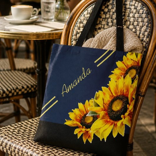 Schöne Personalisierte Sonnenblume Tote Tasche