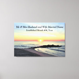 SCHÖNE, PERSONALISIERTE SONNENREISE-WEDD-LEINWAND LEINWANDDRUCK