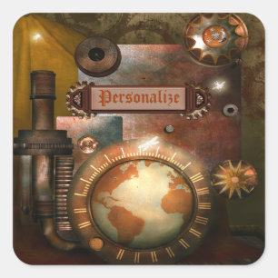 Schöne personalisierte Steampunk-Aufkleber Quadratischer Aufkleber
