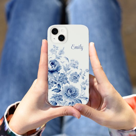 Schöne Personalisierte Watercolor Blue Rose Case-Mate iPhone Hülle