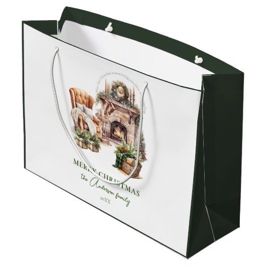 Schöne Personalisierte Weihnachtsatmosphäre Große Geschenktüte (Rückseite Schrägansicht)