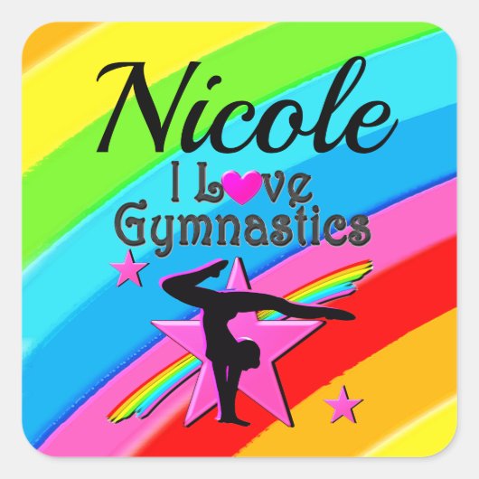SCHÖNE PERSÖNLICHE IN LIEBE GYMNASTICS DESIGN QUADRATISCHER AUFKLEBER (Vorderseite)