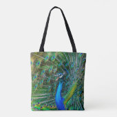 Schöne Pfau mit seinem Schwanz Feathers Open Tasche (Rückseite)