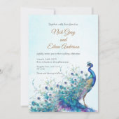 Schöne Pfau und Feather Wedding Einladung (Vorderseite)