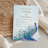 Schöne Pfau und Feather Wedding Einladung