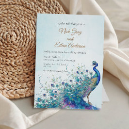 Schöne Pfau und Feather Wedding Einladung
