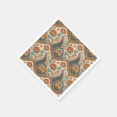 Schöne Pfau- und indische Blumenmuster-Kunst Serviette (Ecke)