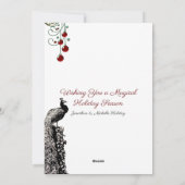 Schöne Pfau- und Weihnachtsbaumflat Feiertagskarte (Rückseite)