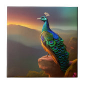 Schöne Pfaue begrüßt den Tag Fliese (Vorderseite)