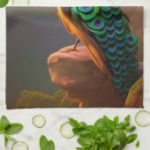 Schöne Pfaue begrüßt den Tag Geschirrtuch (Gefaltet)