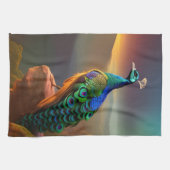 Schöne Pfaue begrüßt den Tag Geschirrtuch (Horizontal)