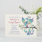 Schöne Pfaueneinladung Einladung (Stehend Vorderseite)